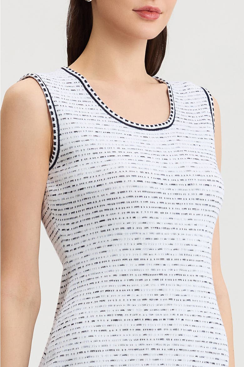 Soft Knit Knee-Length Sheath Dress, Alternate, color, White/Indigo