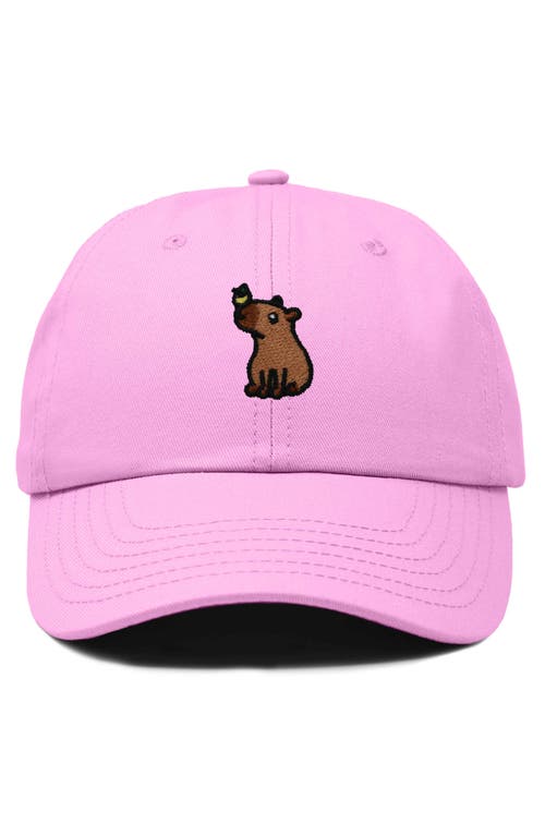 Dalix Capybara Embroidered Everyday Hat In Light Pink