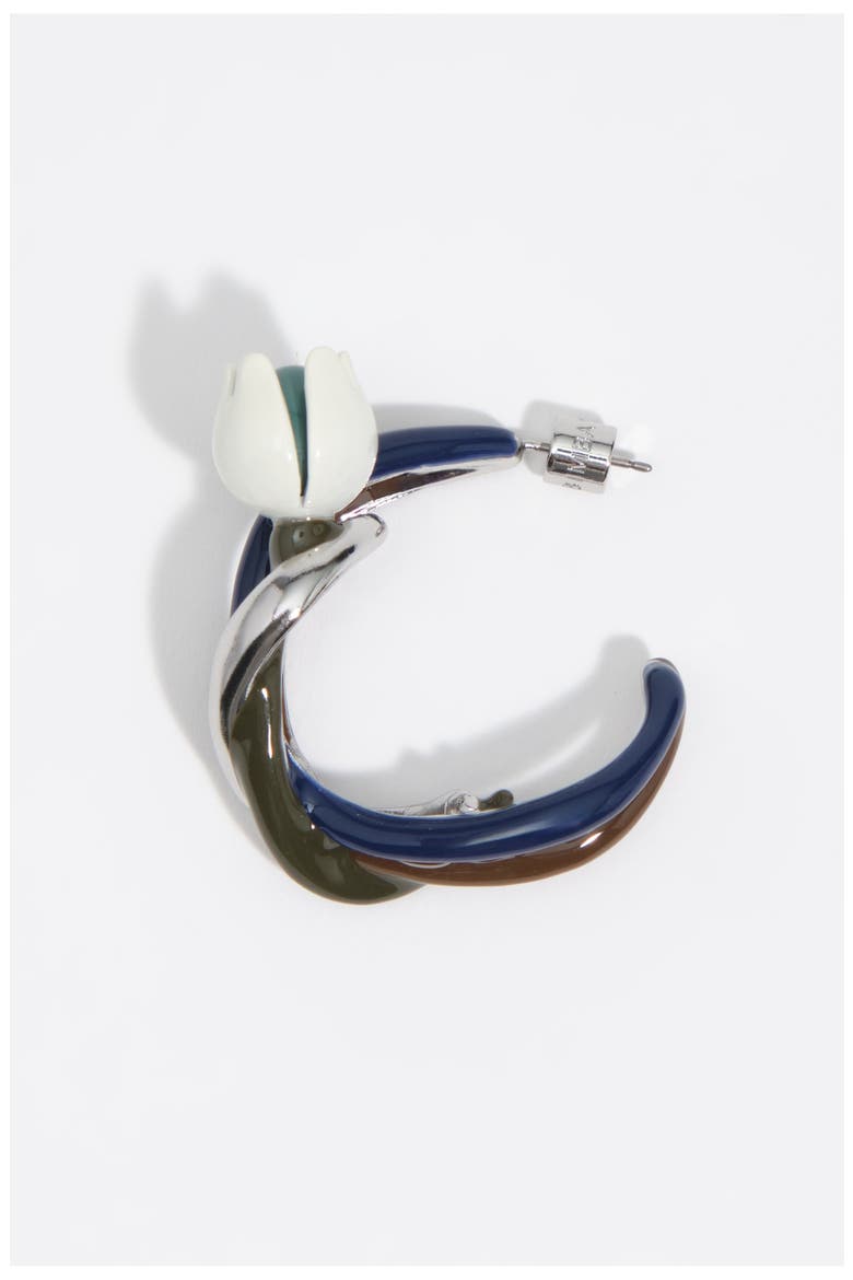 Enameled Maxi Tulip Hoop Earrings, Alternate, color, DARK SILVER