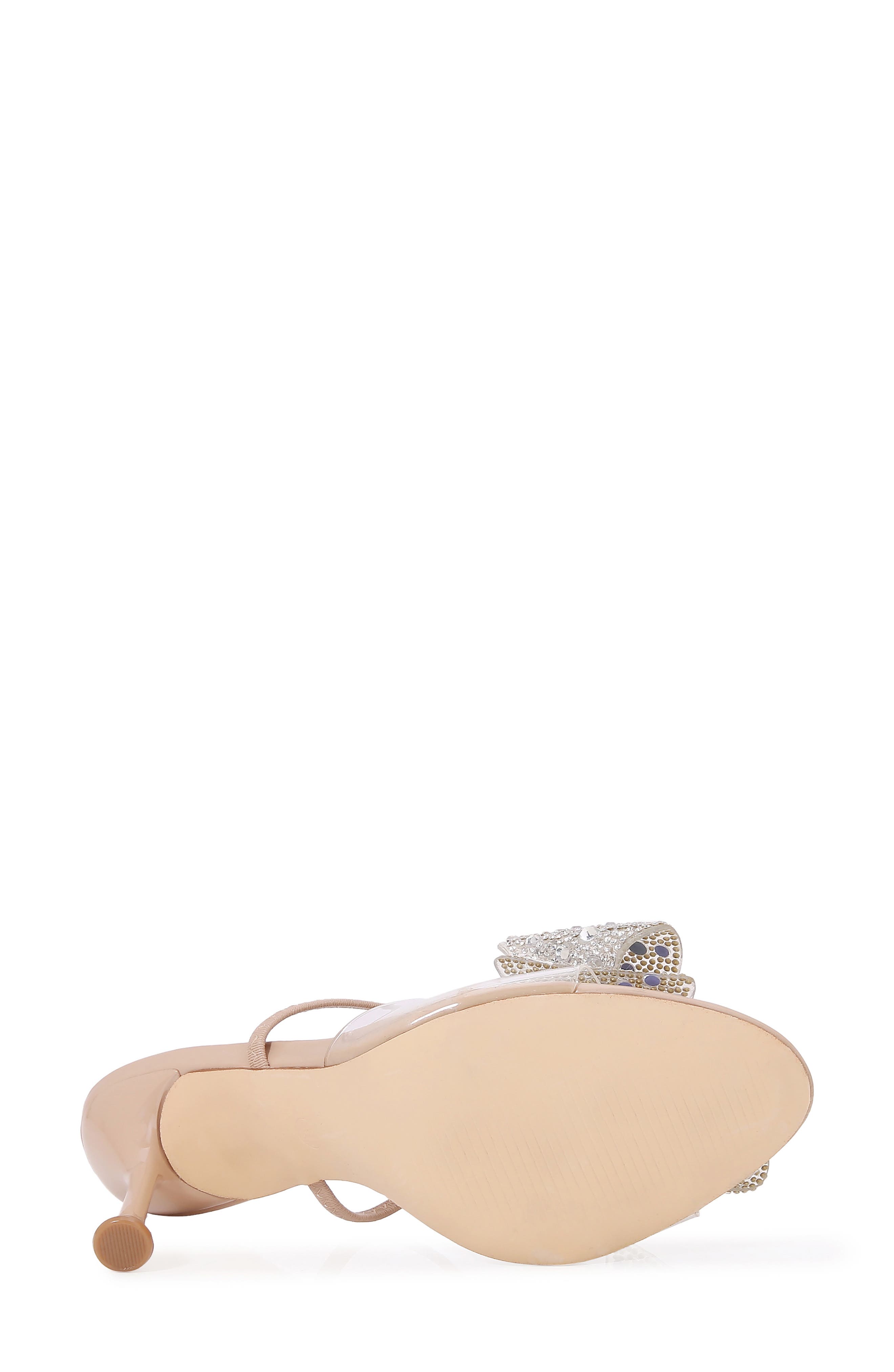 Fonda Crystal Embellished Bow Sandal, Alternate, color, BEIGE