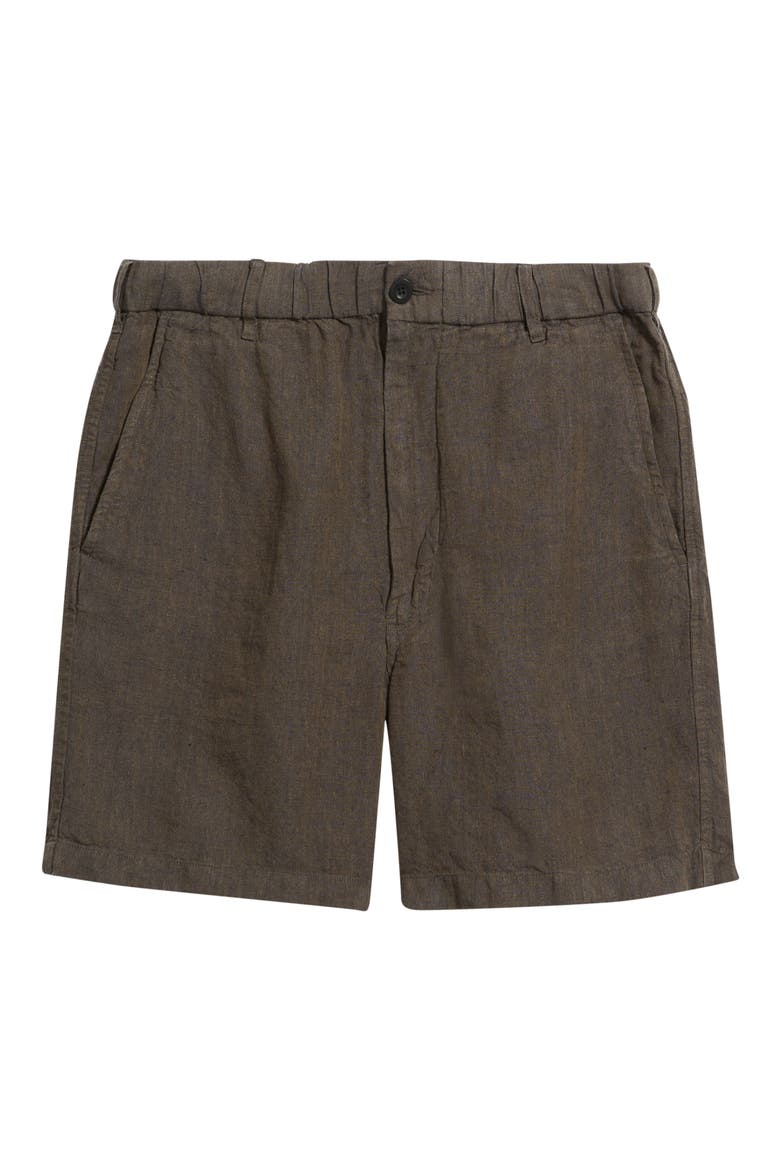 Pull-On Linen Shorts, Alternate, color, CHOCOLATE