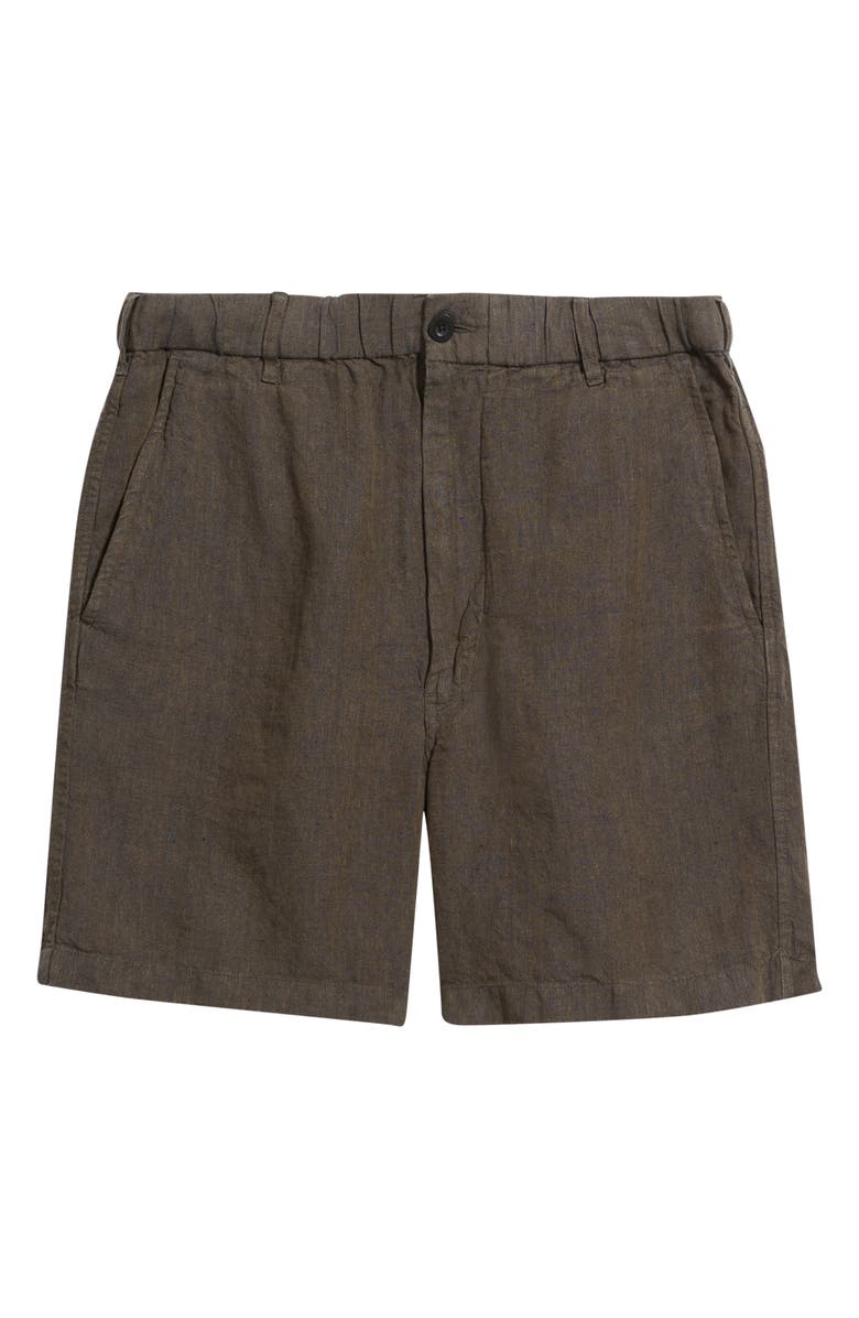 Madewell Pull-On Linen Shorts, Main, color, Chocolate