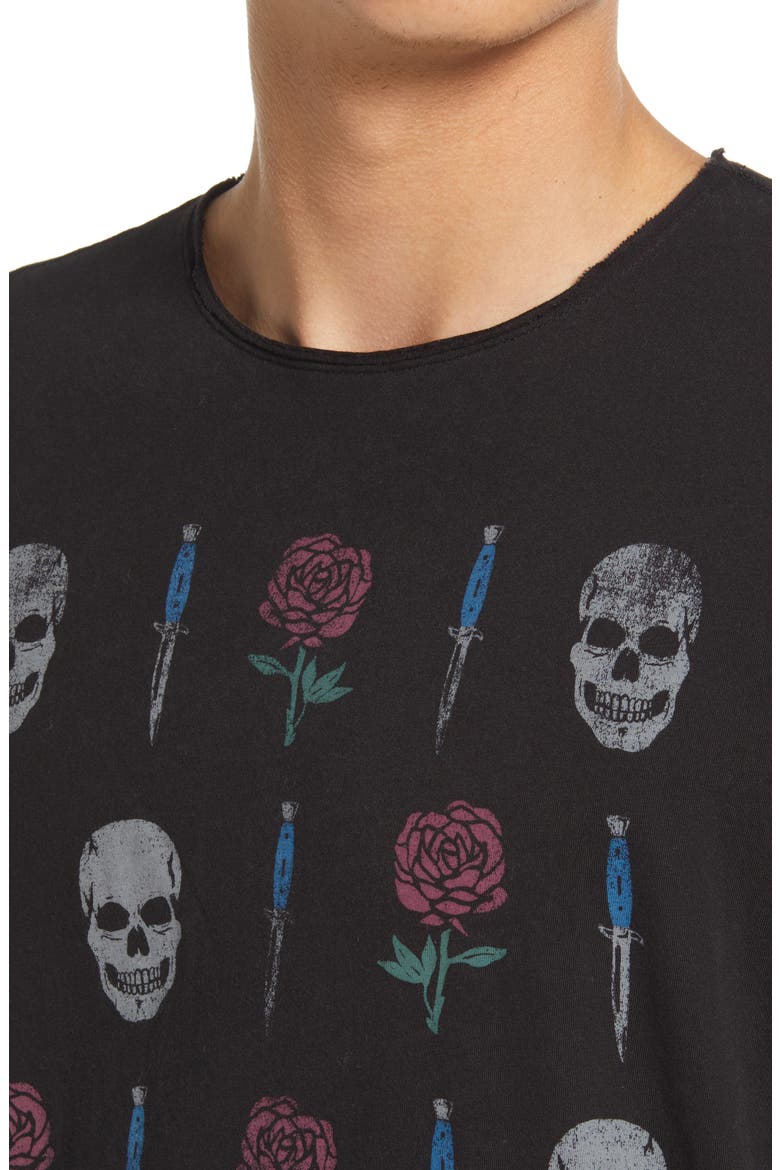Raw Edge Vintage Wash Graphic Tee, Alternate, color, BLACK