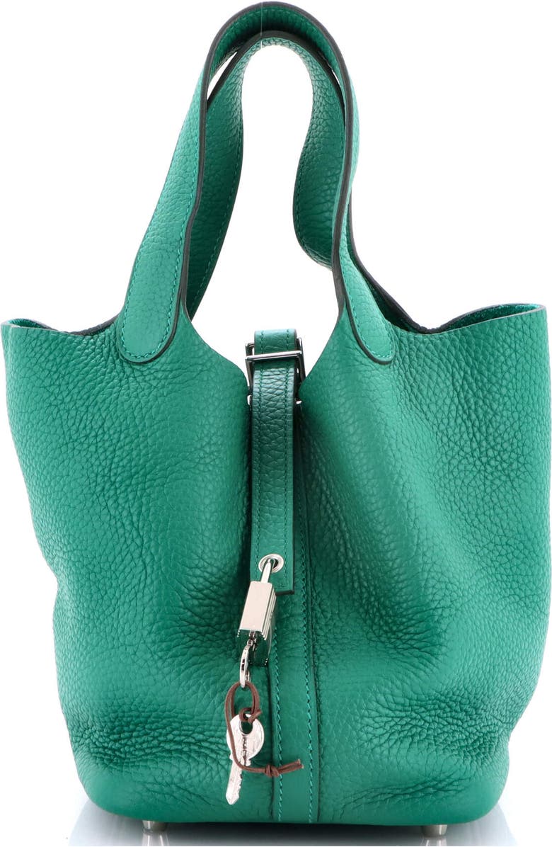 Pre-Owned Hermes Picotin Lock Bag Clemence PM, Main, color, Vert Vertigo