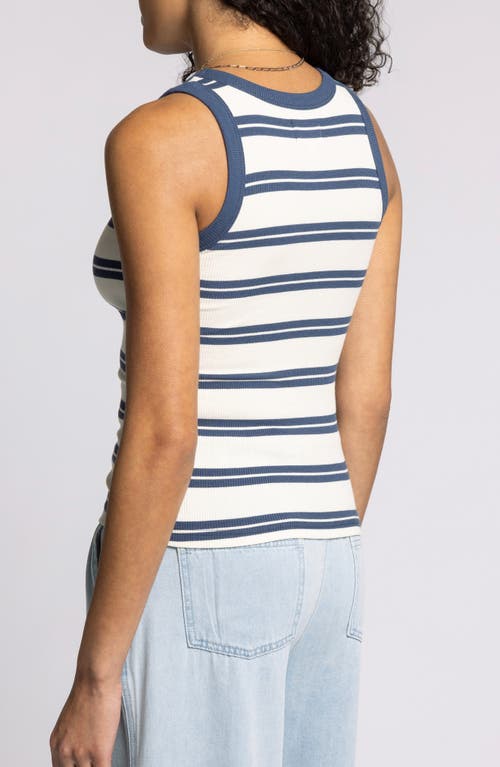 Thread & Supply Ellen Stretch Cotton Blend Rib Tank Top In Blue