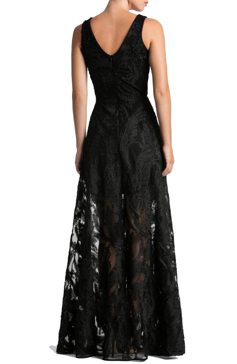 dress the population marlene NWT Dress The Population "Marlene" Plunging Embroidered Mesh Maxi Dress, Ivory M
