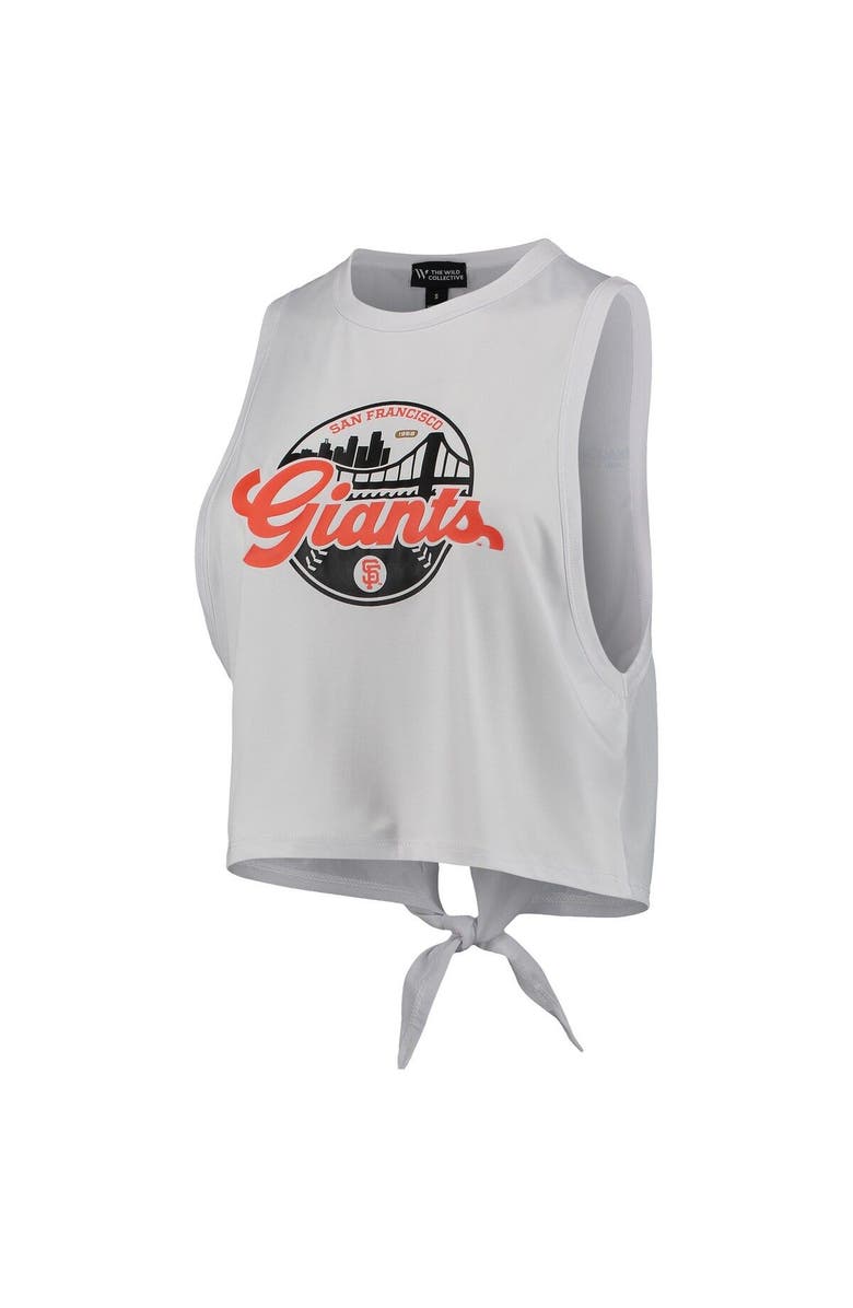 THE WILD COLLECTIVE Women's The Wild Collective White San Francisco Giants Open Back Twist-Tie Tank Top, Alternate, color, White