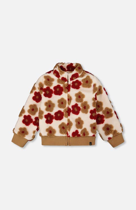 Full Zip Jacket with Jacquard Floral (Toddler & Little Kid)