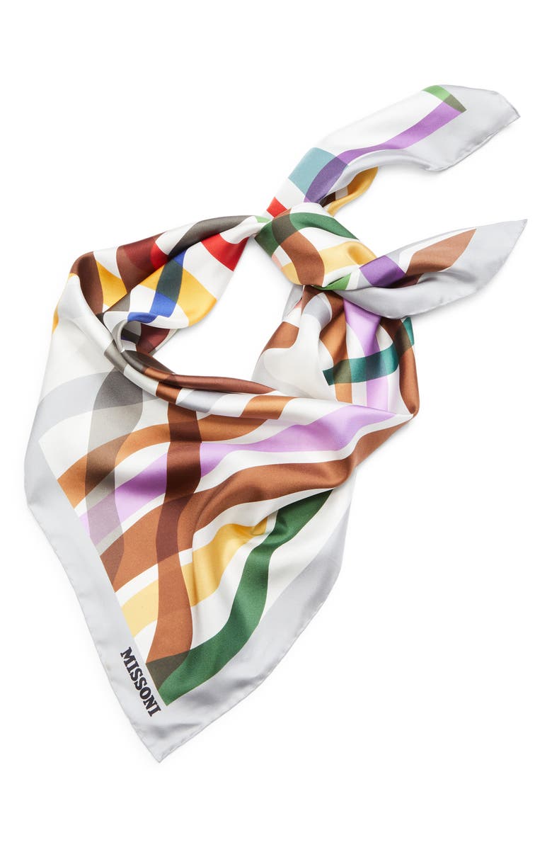 Missoni Zigzag Print Silk Square Scarf, Alternate, color, 0001 White Multi