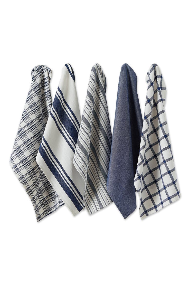 Everyday Mixed Basic Dishtowel Set/5, Main, color, Nautical Blue