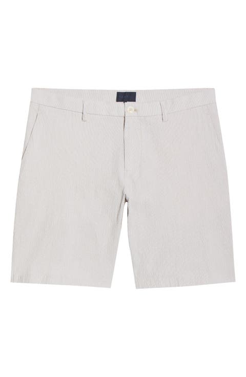 Galaxy Bermuda Flat Front Stretch Cotton Seersucker Shorts