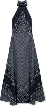 Reiss Skylar High Neck Scarf Print Maxi Dress