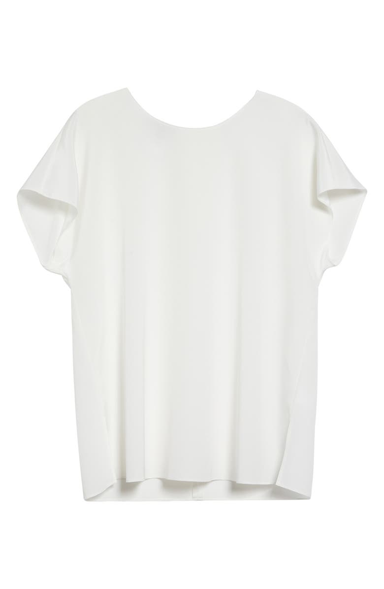 Lafayette 148 New York Short Sleeve Stretch Silk Top, Alternate, color, Cloud