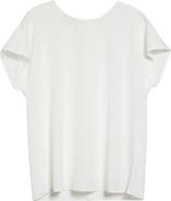 Lafayette 148 New York Short Sleeve Stretch Silk Top