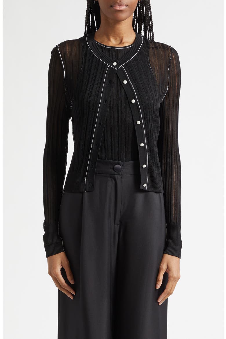 Crosby Ribbed Button Front Crop Cardigan, Main, color, JET/ OPTIC