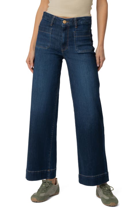 Meg Patch Pocket High Waist Ankle Wide Leg Jeans