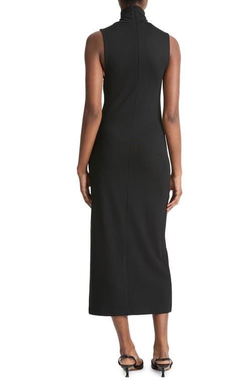Vince Side-slit Sleeveless Turtleneck Dress In Black In Black