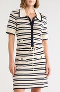 Adrianna Papell Stripe Short Sleeve Cardigan