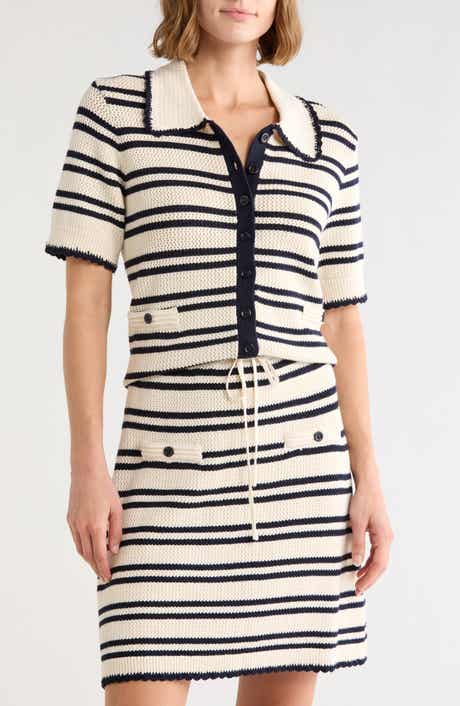Stripe Short Sleeve Cardigan