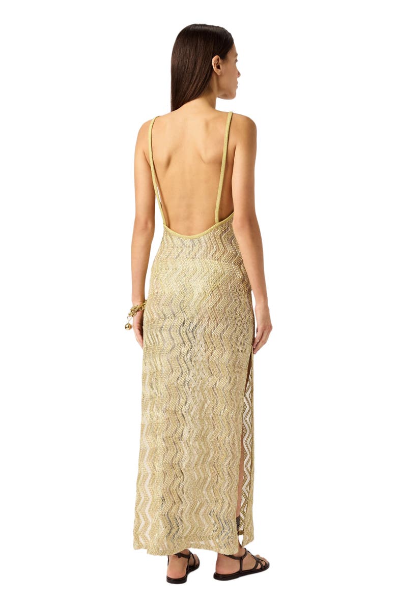 Missoni Long Mesh Cover-up With Zigzag Pattern And Sequins, Alternate, color, Gold