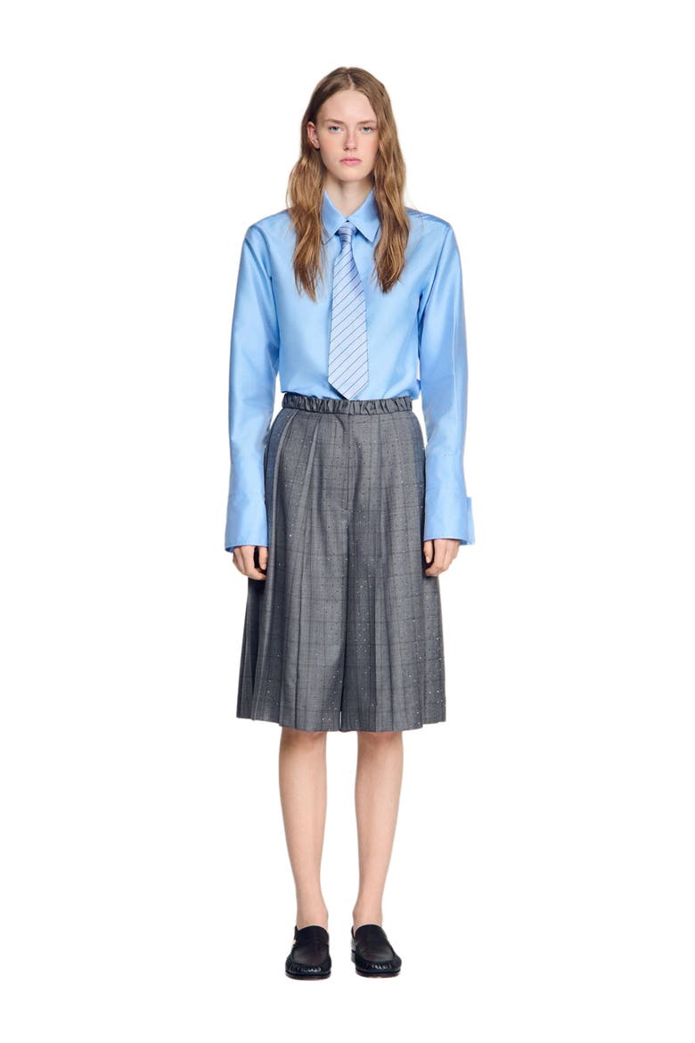 Check wool shorts, Alternate, color, Dark grey