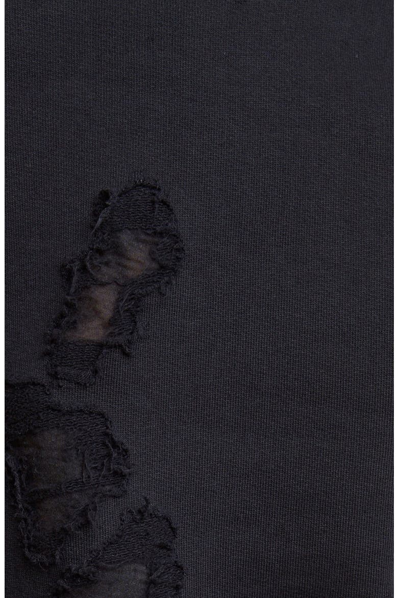 Destroyed Cotton Sweatshirt, Alternate, color, BLACK