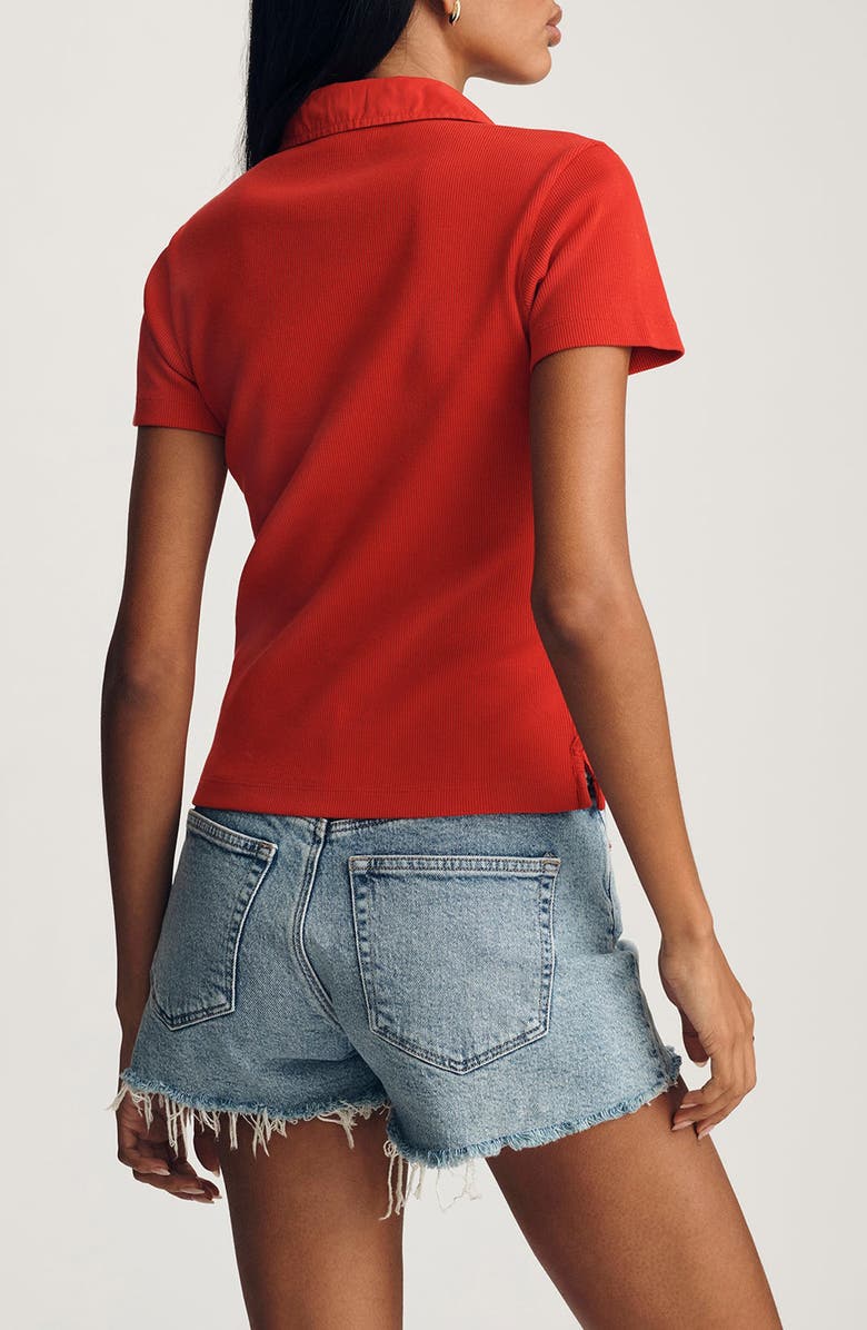 Mavi Jeans Crop Stretch Cotton Rib Polo T-Shirt, Alternate, color, 