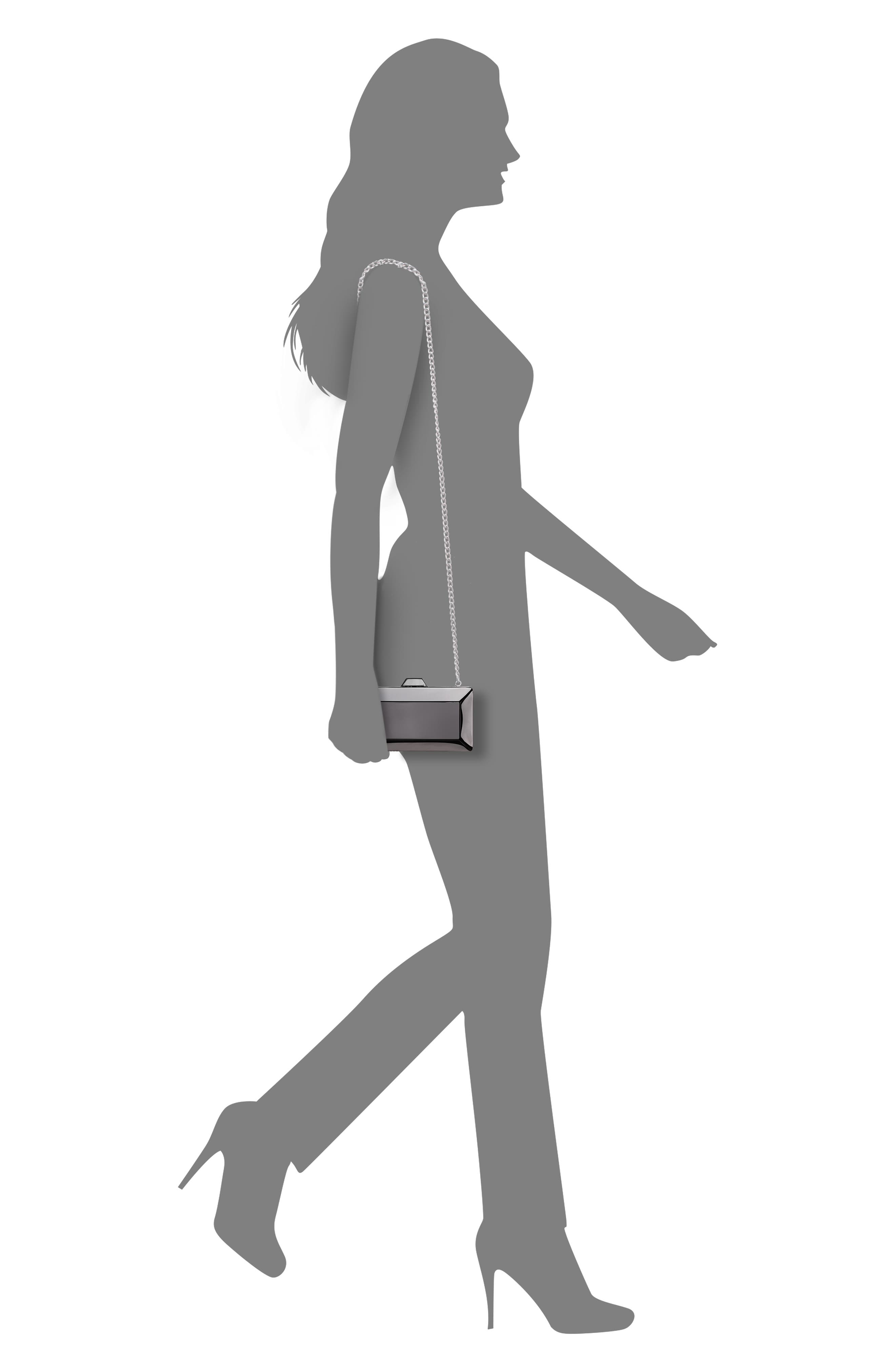 Nina Glint Frame Clutch, Alternate, color, Gunmetal