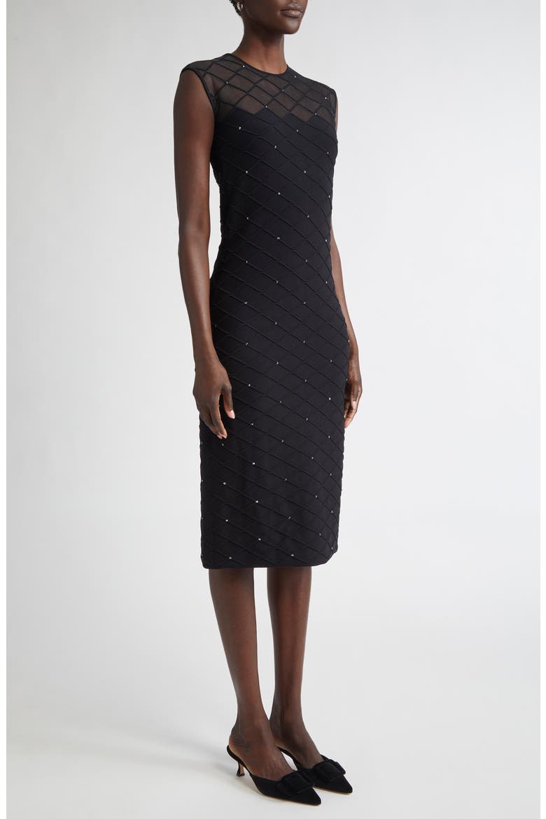 Trellis Engineered Knit Sheath Dress, Alternate, color, BLACK