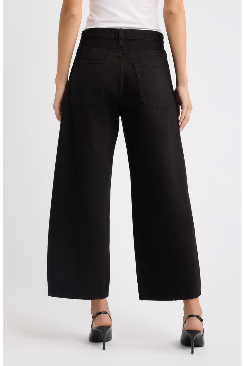 The Bow Crop Barrel Leg Jeans, Alternate, color, BLACK