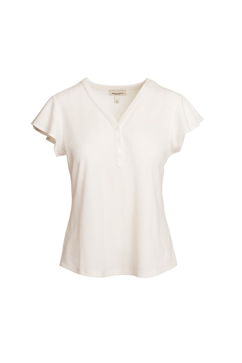 Flutter Sleeve Henley, Alternate, color, White