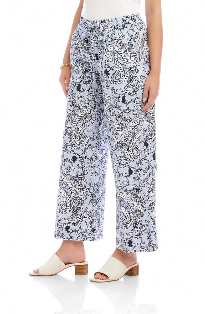 Karen Kane Crop Cotton Poplin Drawstring Pants, Alternate, color, Paisley