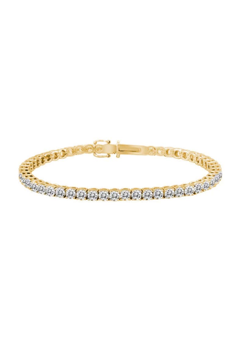 14k Yellow Gold Lab-Grown Round Diamond 4-Prong Classic Tennis Bracelet, Main, color, 3.00 Carat
