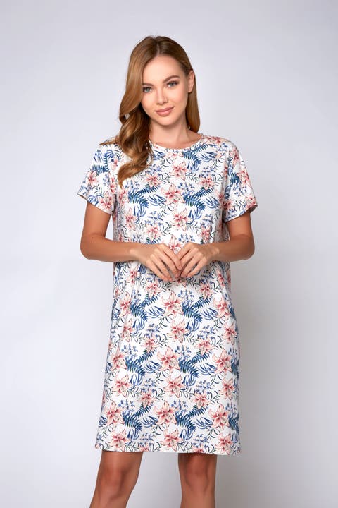Tropical Floral Short Sleeve Nightshirt