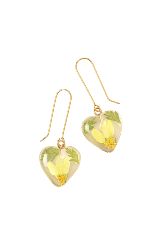 Uncommon Goods Birth Month Flower Heart Earrings In Gold