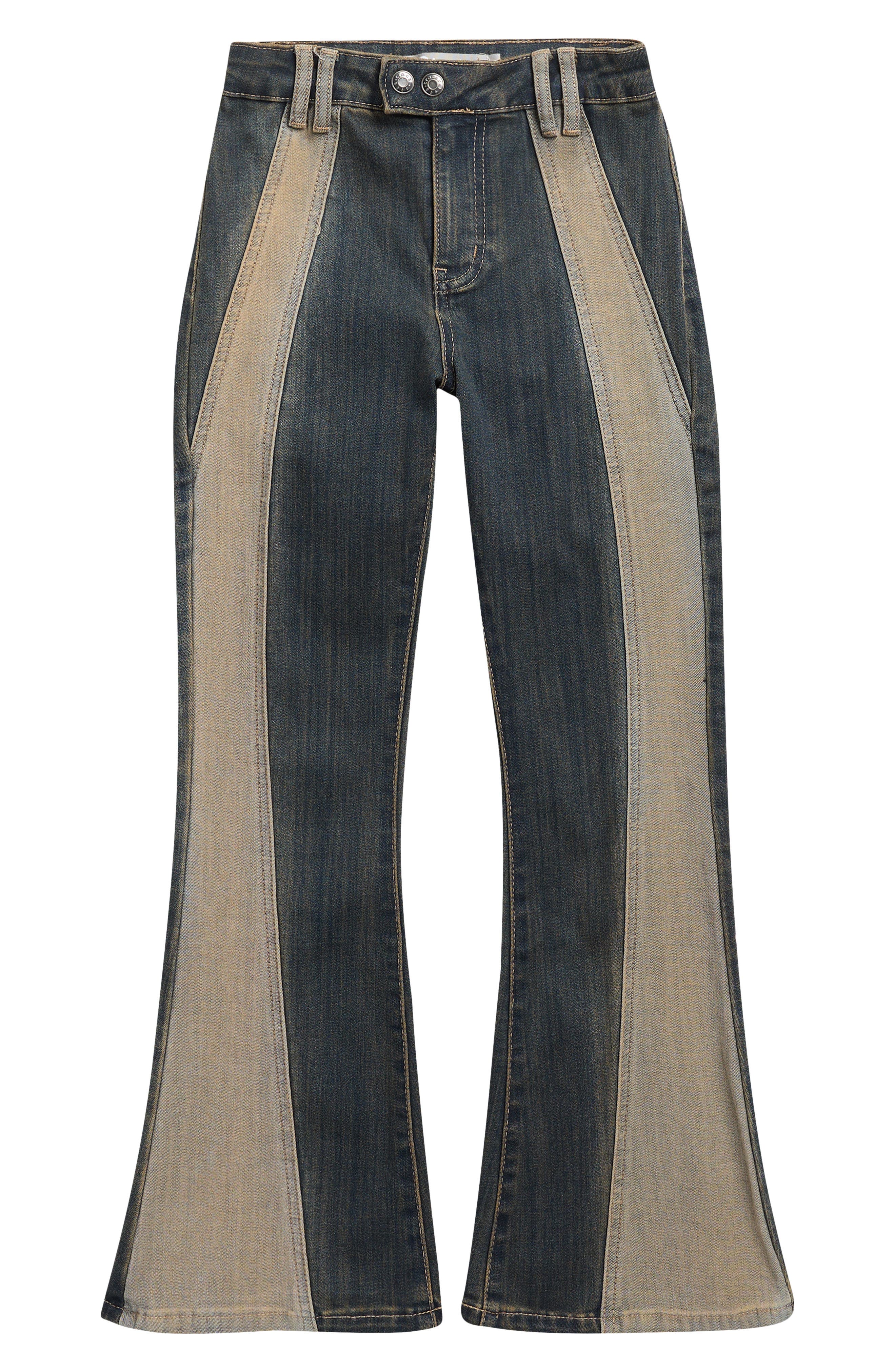Tractr Kids' Colorblock Flare Leg Jeans