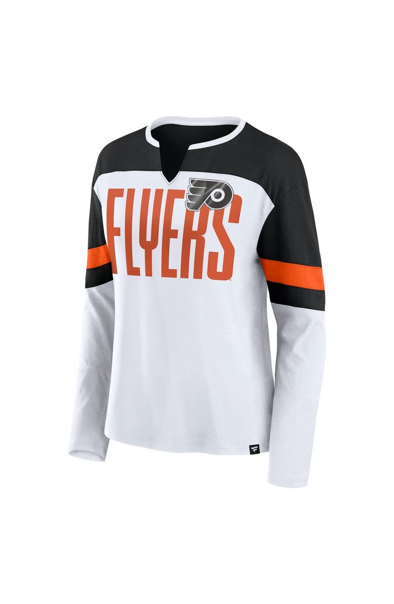 FANATICS Women's Fanatics White/Black Philadelphia Flyers Frozen Long Sleeve Notch Neck T-Shirt, Alternate, color, 