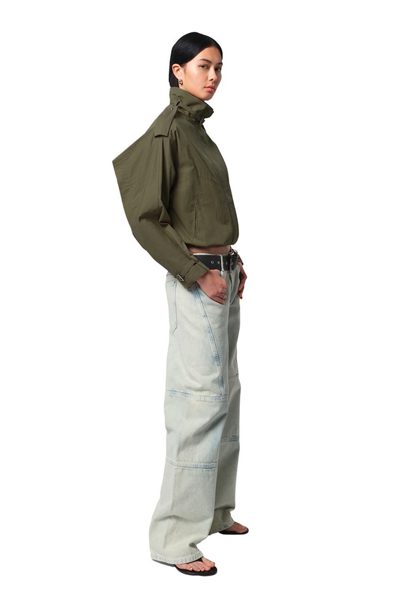 Thea Balloon Sleeve Rain Jacket, Alternate, color, DESERT GREEN