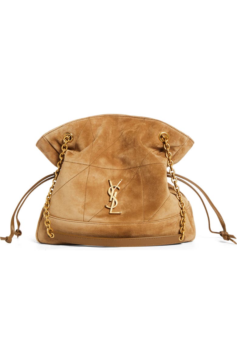 Saint Laurent Jamie Small Suede Shopper, Main, color, Golden Leaf