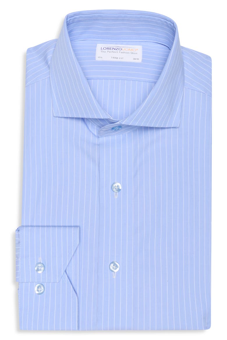 Trim Fit Wide Stripe Dress Shirt, Alternate, color, SKY BLUE