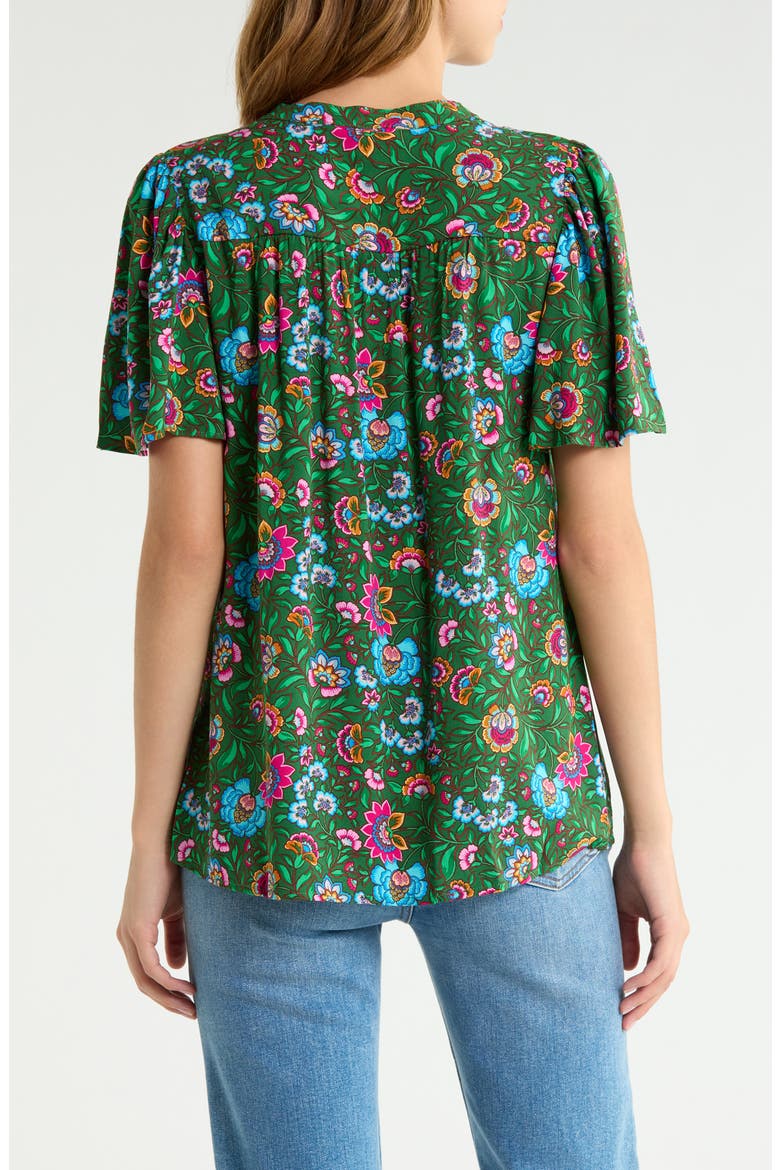 Mivie Floral Pleated Top, Alternate, color, KELLY-MULTI