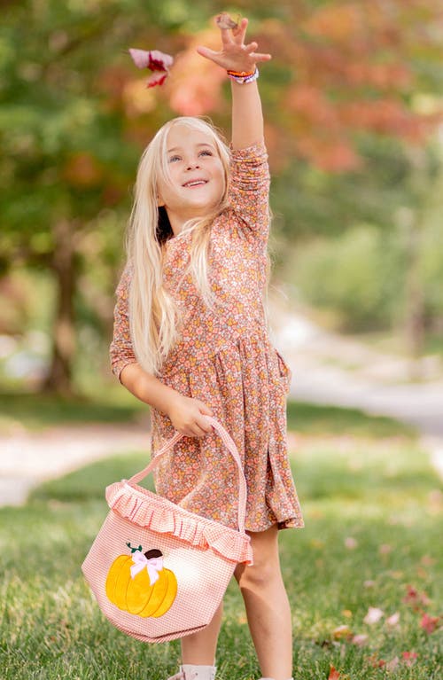 Bits & Bows Ruffled Bow Halloween Pumpkin Tote In Orange