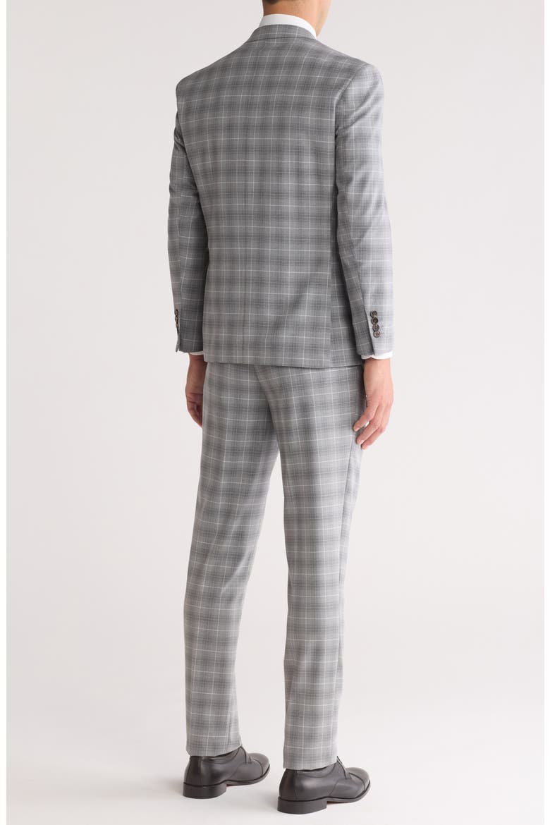 Slim Fit Stretch Windowpane Three-Piece Suit, Alternate, color, GREY