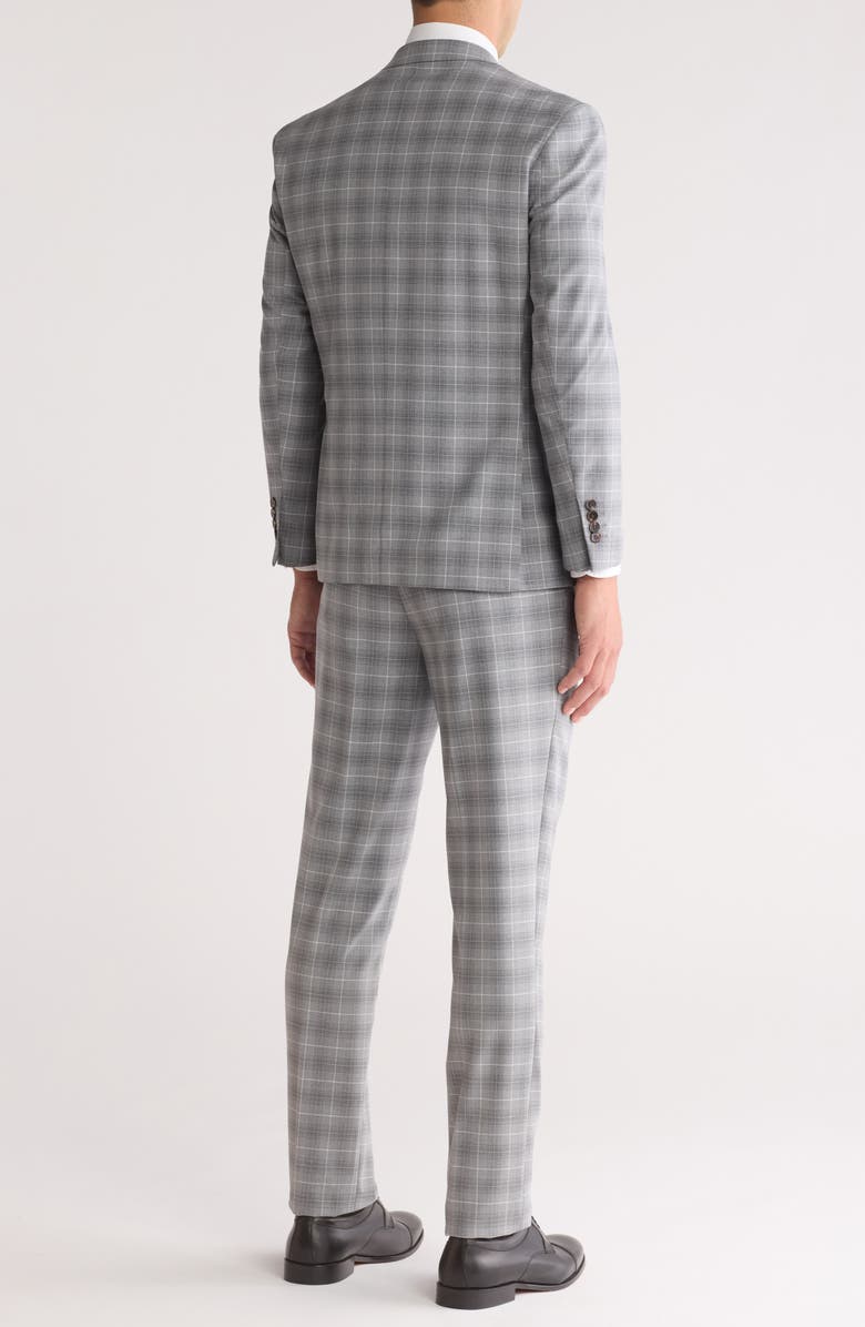 Gino Vitale Slim Fit Stretch Windowpane Three-Piece Suit, Alternate, color, Grey