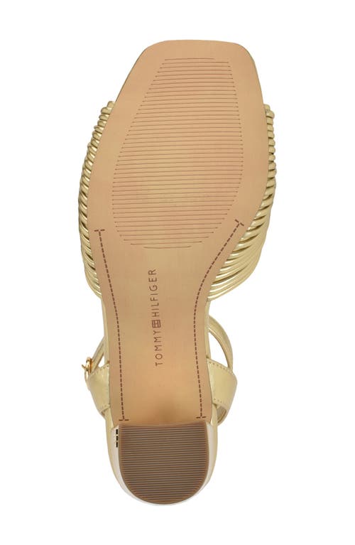 Tommy Hilfiger Sarifina Knotted Strap Sandal In Gol01- Summer Gold