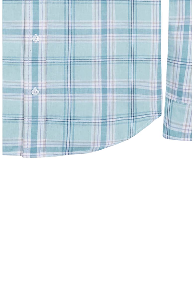 Men's Linen Button Down Shirt, Alternate, color, Tea Room Blue Plaid