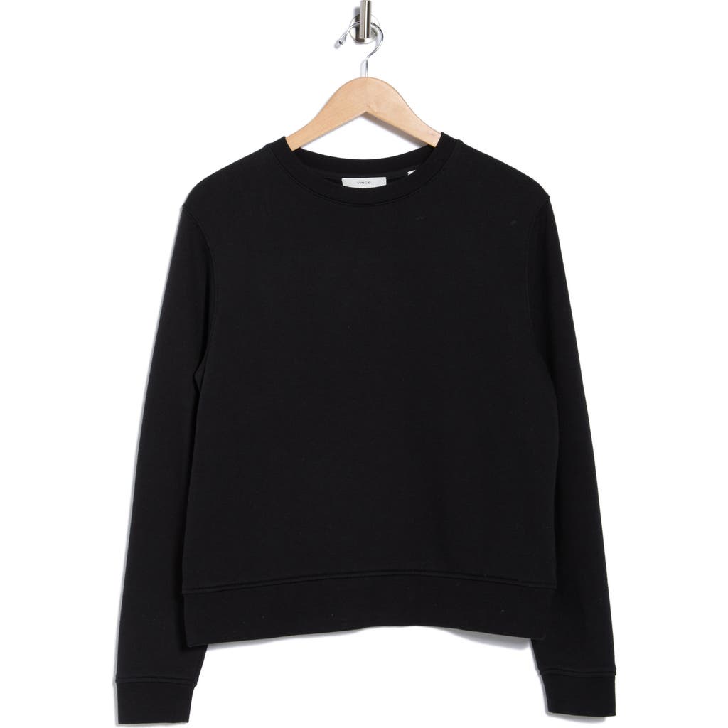 Vince Crewneck Cotton Sweatshirt In Black