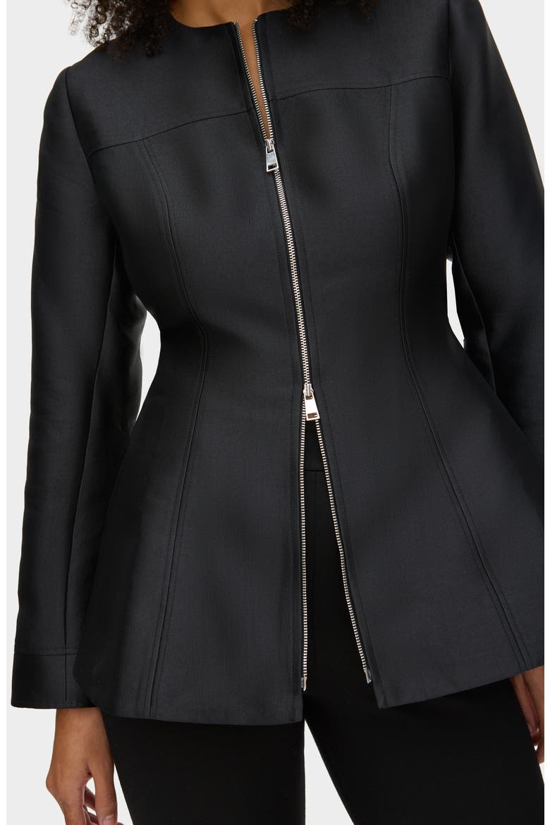 Dara Collarless Jacket, Alternate, color, BLACK