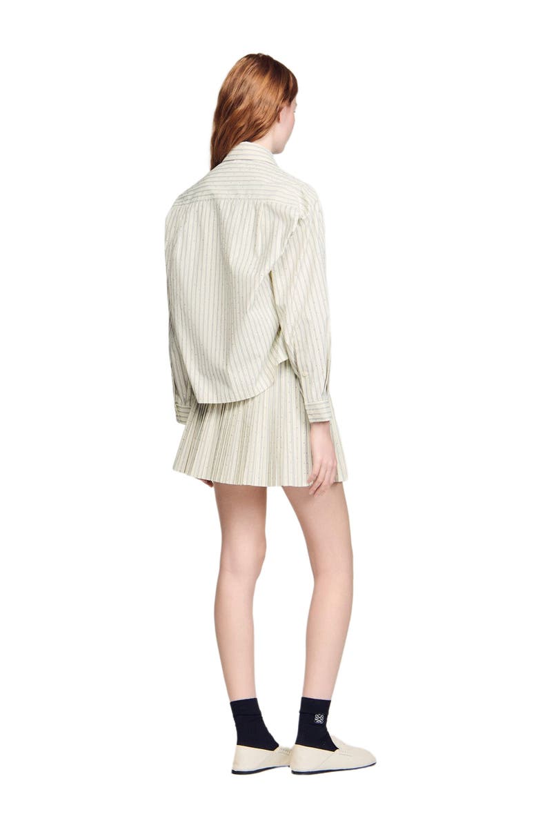 SANDRO Striped rhinestone shirt, Alternate, color, Ecru