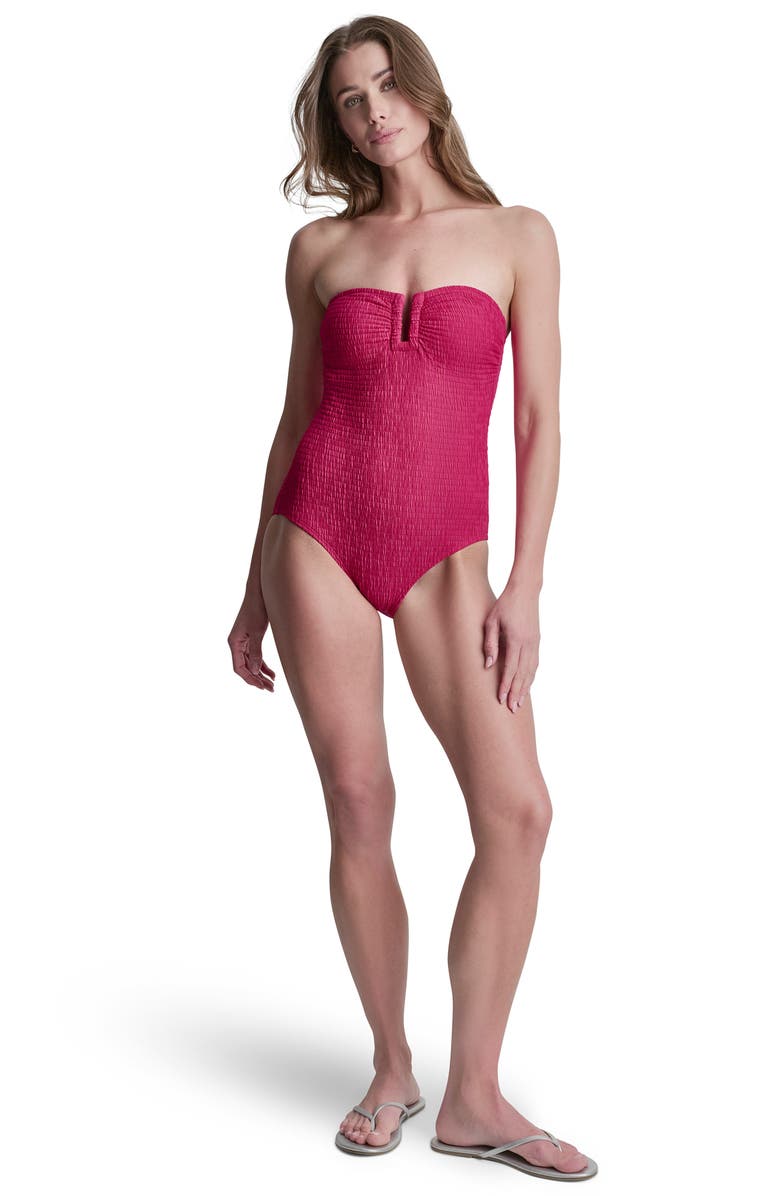 DKNY U-Wire Bandeau One-Piece Swimsuit, Alternate, color, Amalfi Pink